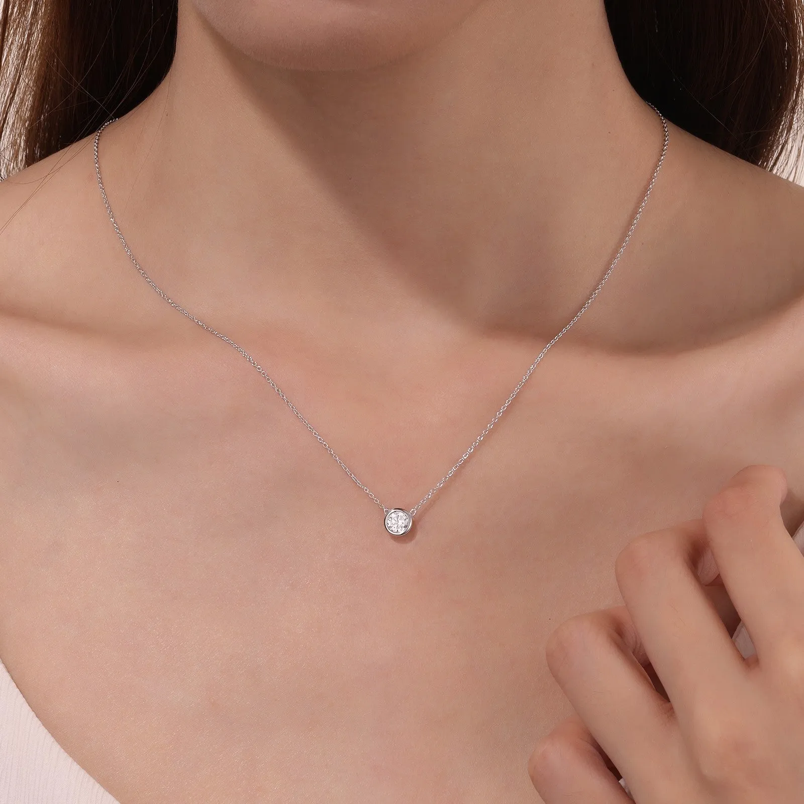 0.6 CTW Bezel-set Solitaire Necklace