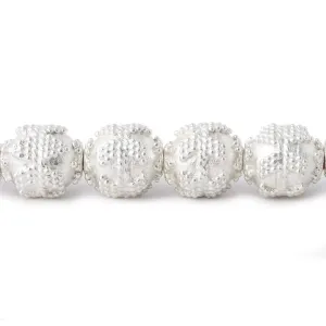 10mm Silver Plated Copper Roval Bead Miligrain Triangle 8 inch 18 pieces