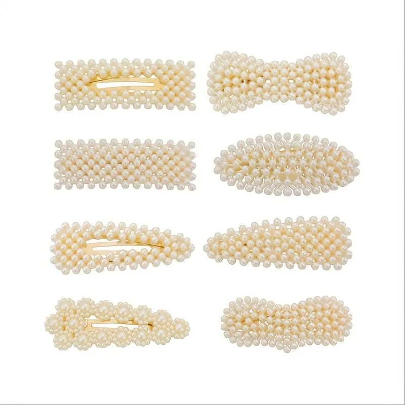 10pcs Stylish Faux Pearl Hair Clips Elegant Womens Hair Accessories