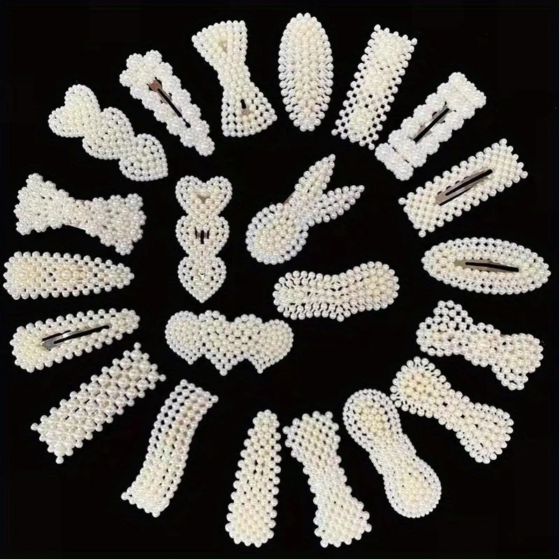 10pcs Stylish Faux Pearl Hair Clips Elegant Womens Hair Accessories