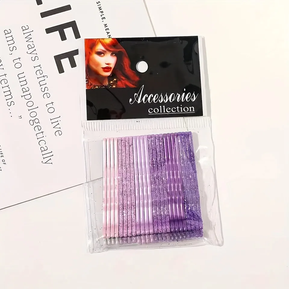 24 Colorful Glitter Bobby Pins Strong Hold Hair Accessories
