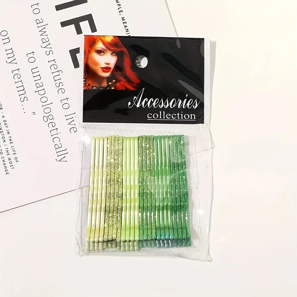 24 Colorful Glitter Bobby Pins Strong Hold Hair Accessories