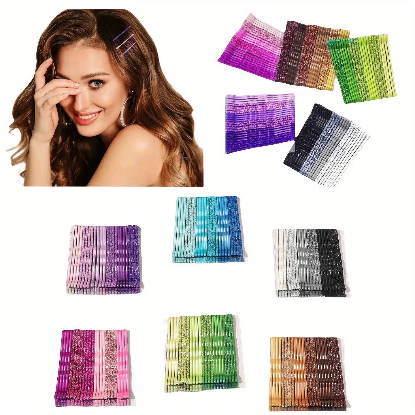 24 Colorful Glitter Bobby Pins Strong Hold Hair Accessories