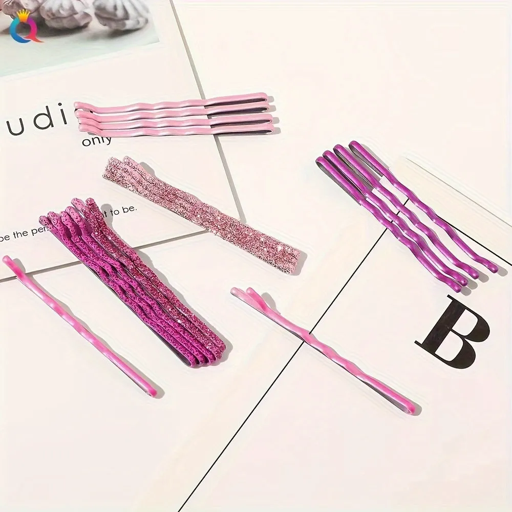 24 Colorful Glitter Bobby Pins Strong Hold Hair Accessories