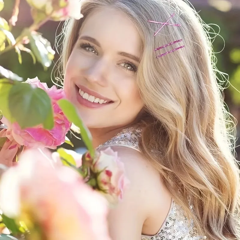 24 Colorful Glitter Bobby Pins Strong Hold Hair Accessories