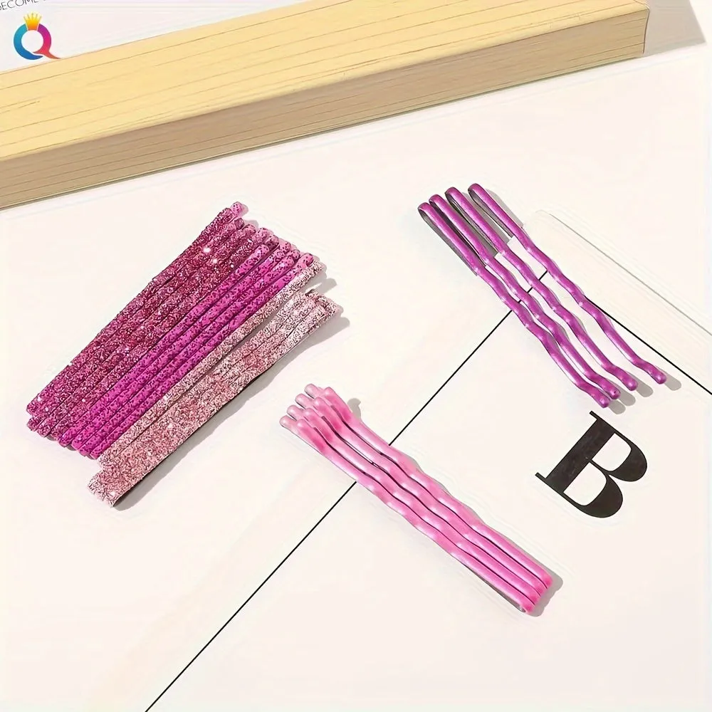 24 Colorful Glitter Bobby Pins Strong Hold Hair Accessories