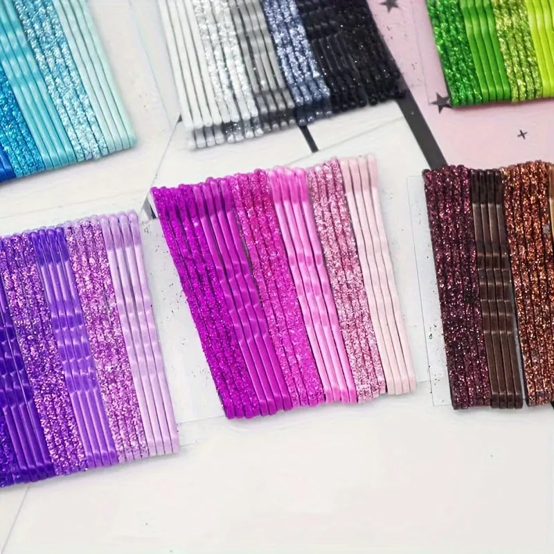 24 Colorful Glitter Bobby Pins Strong Hold Hair Accessories