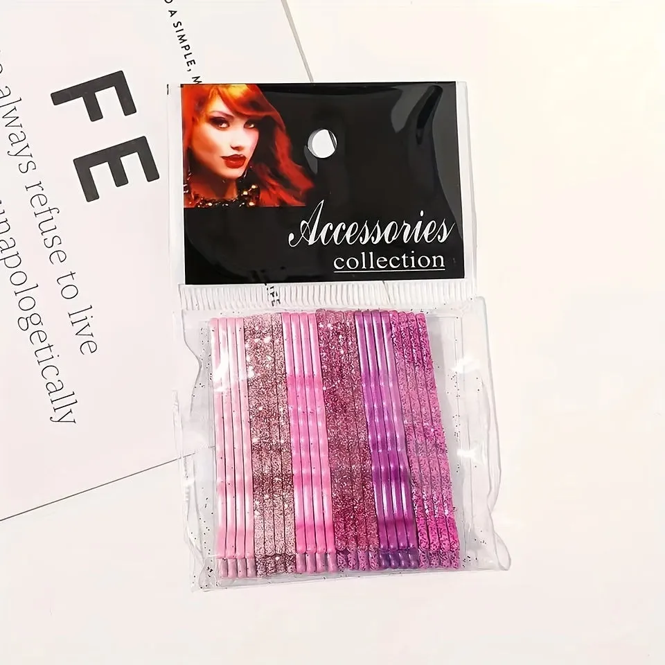 24 Colorful Glitter Bobby Pins Strong Hold Hair Accessories