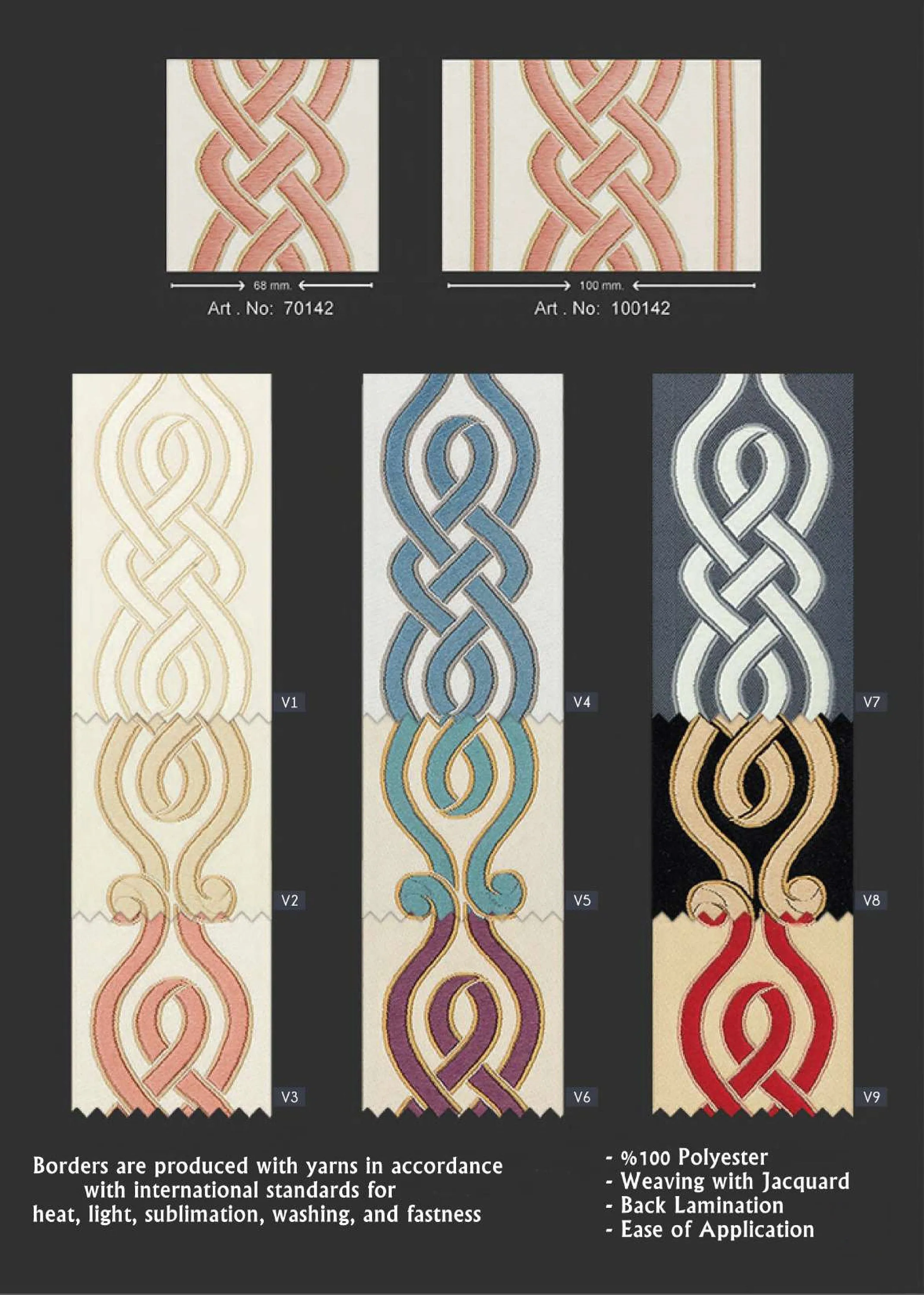 2.7" Embroidery Trim for Drapes, 16 Yards in one Continuous Sewing Trim,Jacquard Ribbon, Curtains, Drapery Banding, Drapery Trim Tape 142 V5