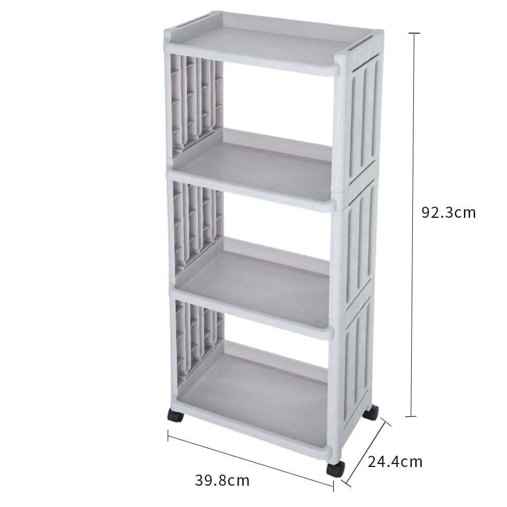 4 Tiers Slim Bathroom Storage Trolley Cart with Wheels