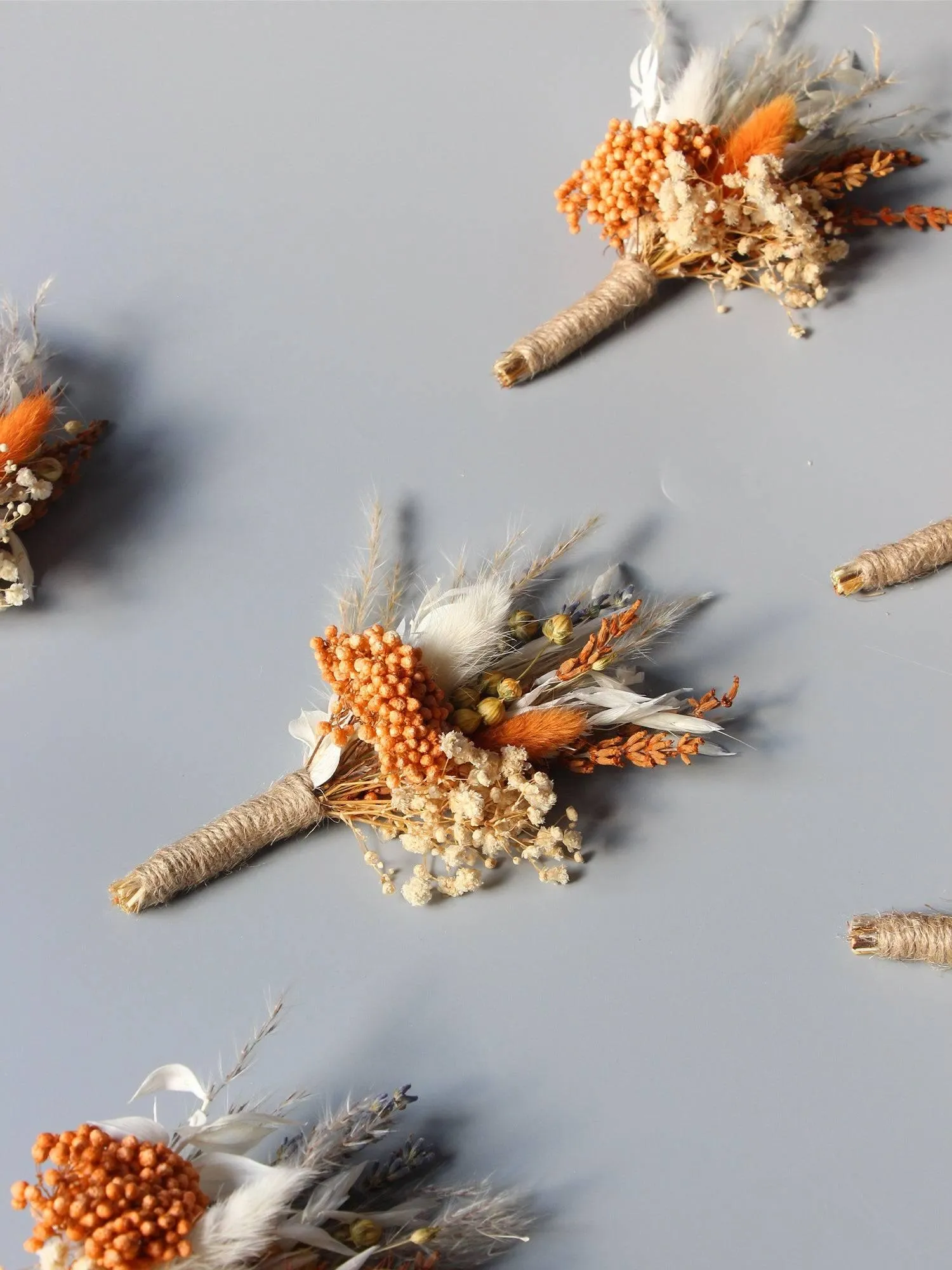 6Pcs Dried Flower Boutonnieres Orange
