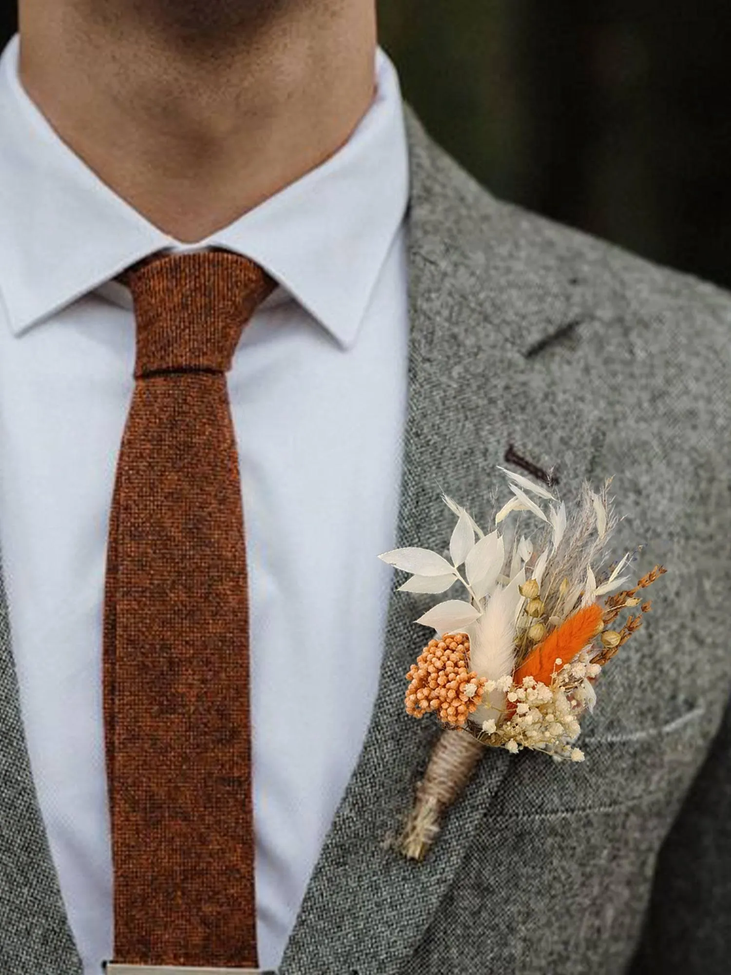 6Pcs Dried Flower Boutonnieres Orange
