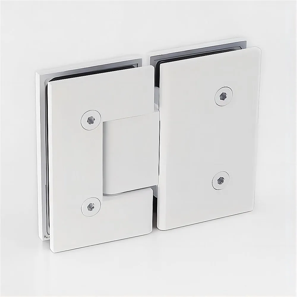90cm Wall to Wall Frameless Shower Screen with White Channel and SS Hinges , Square Double Pull Handle