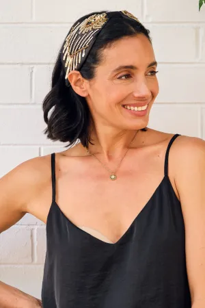 Abella Embellished Headband Charcoal