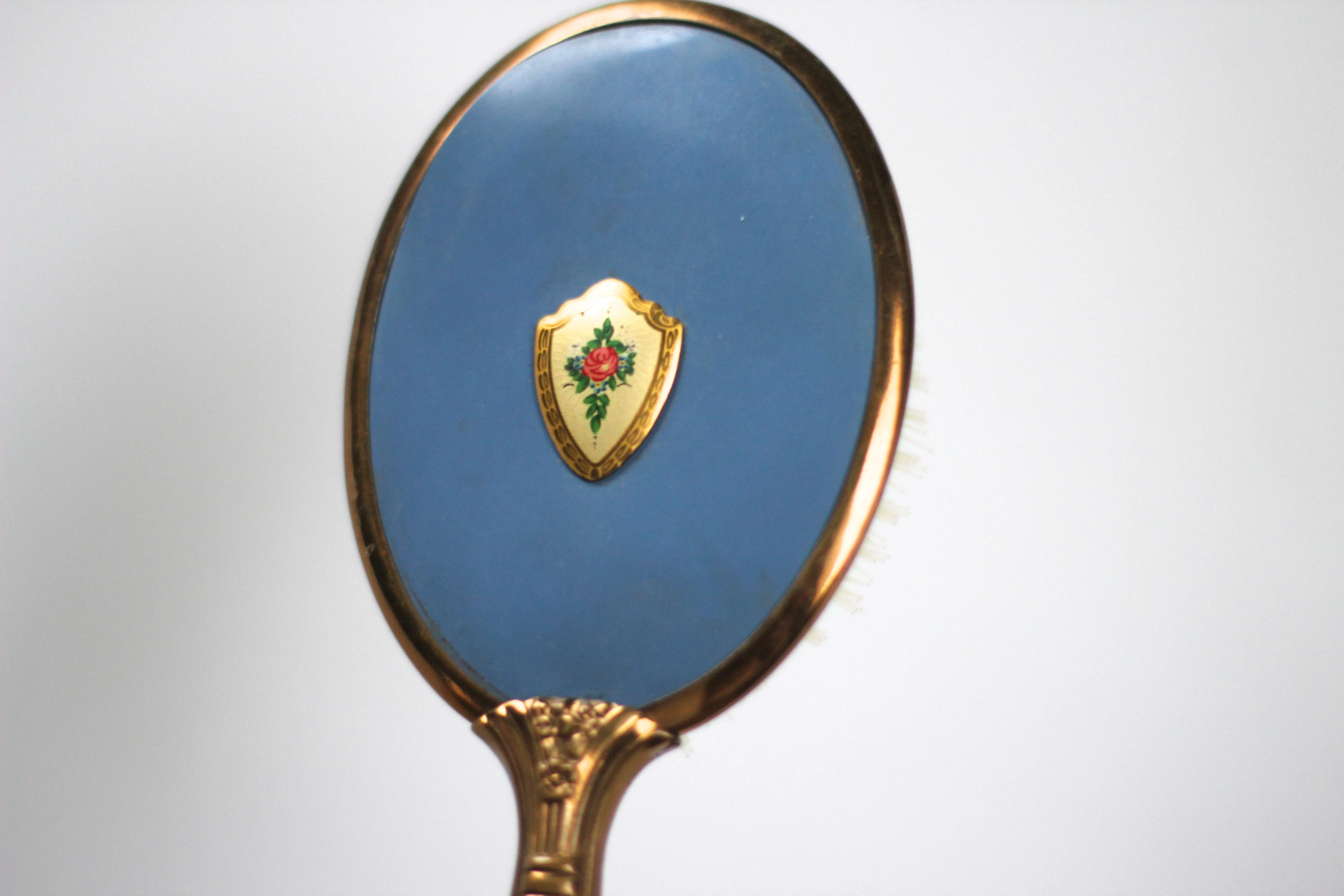 Antique Rosebud Blue Vanity Set