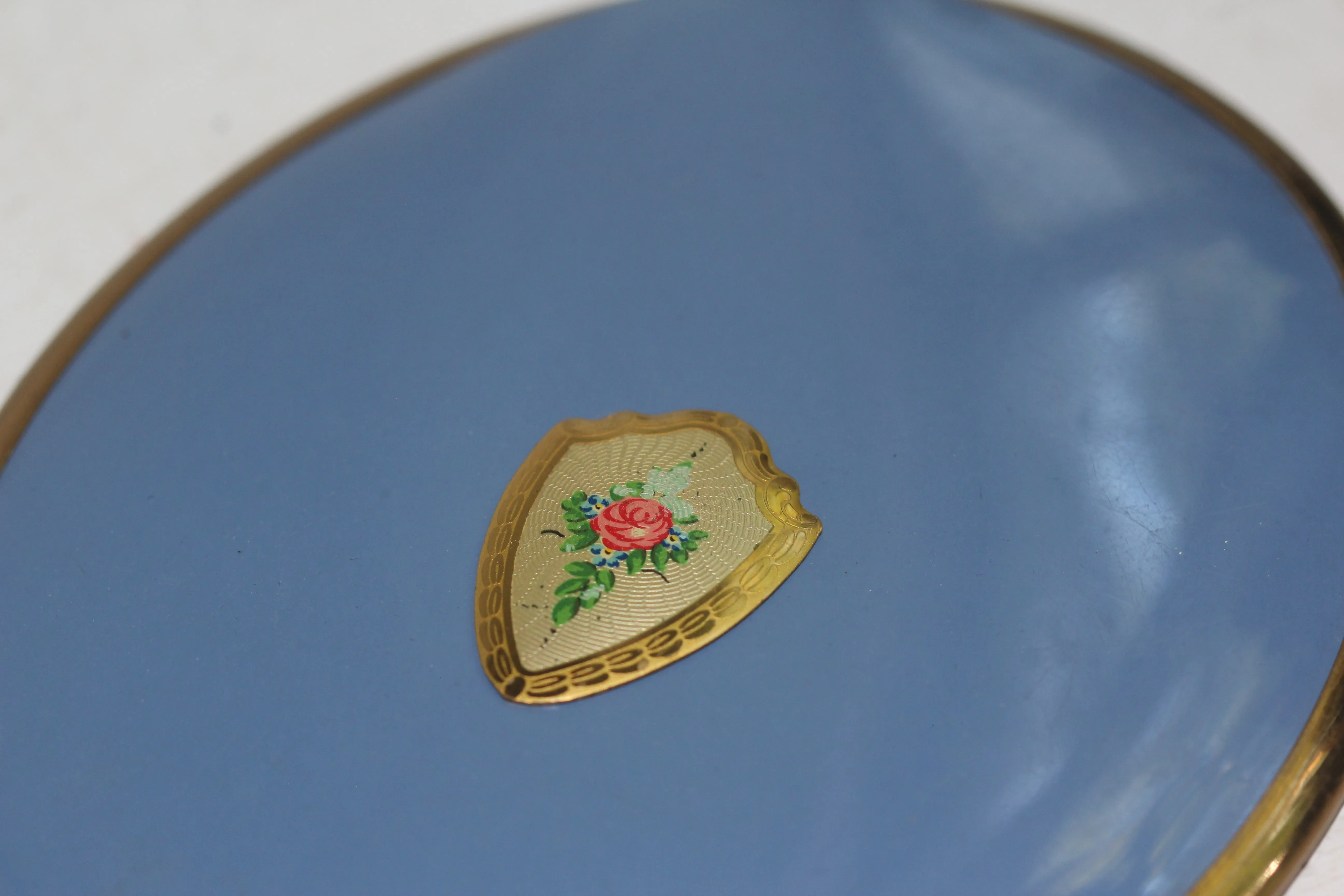 Antique Rosebud Blue Vanity Set