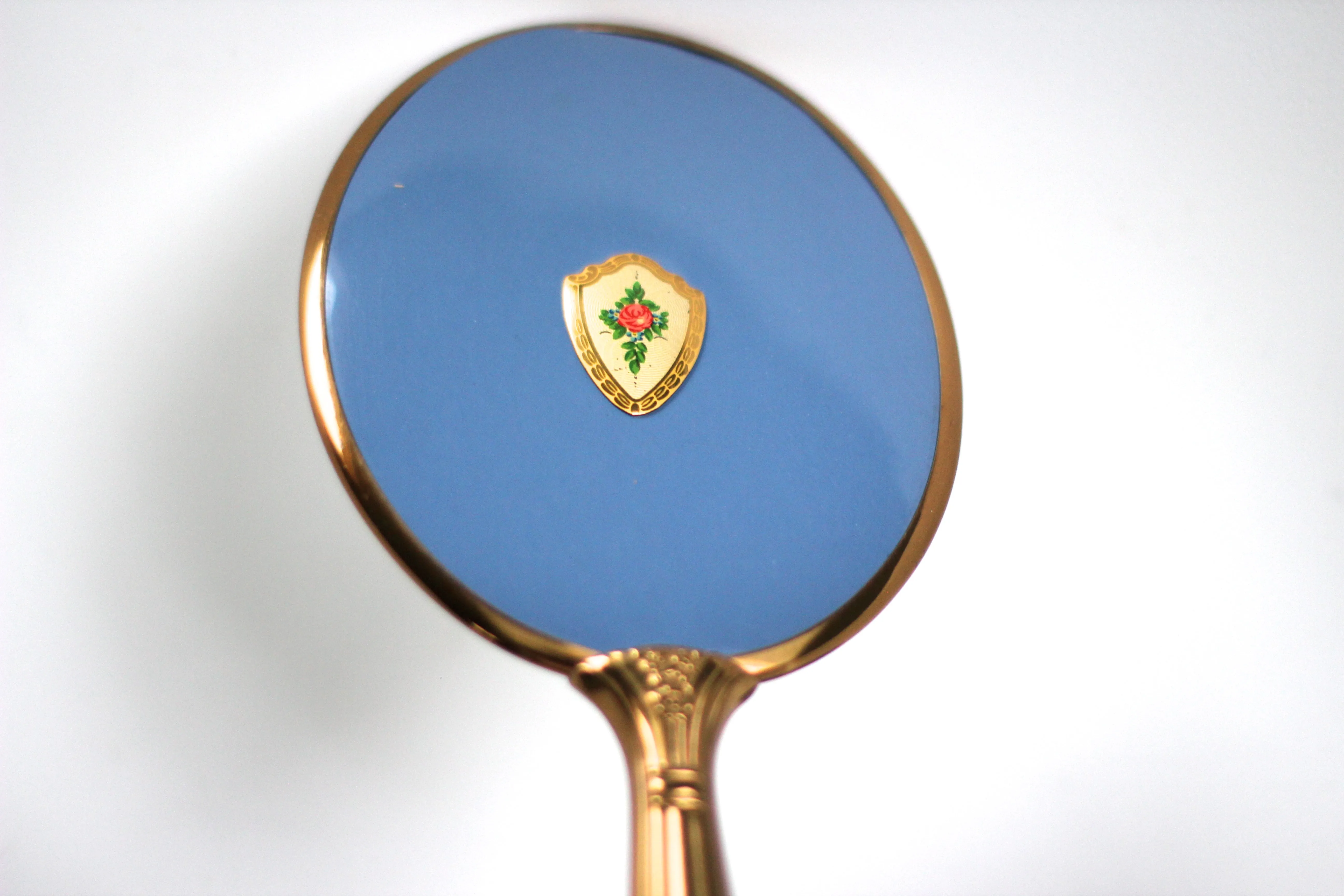 Antique Rosebud Blue Vanity Set