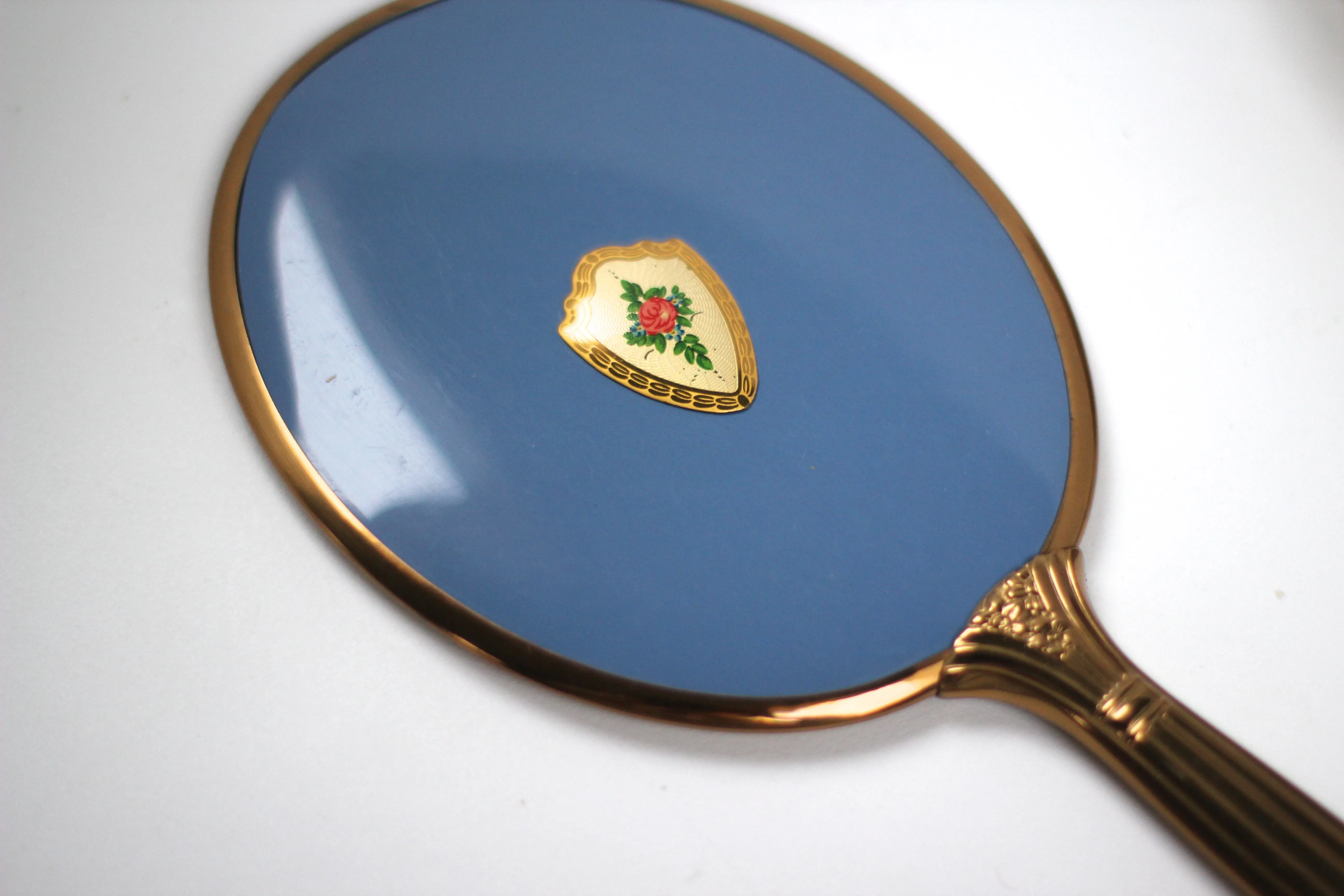 Antique Rosebud Blue Vanity Set