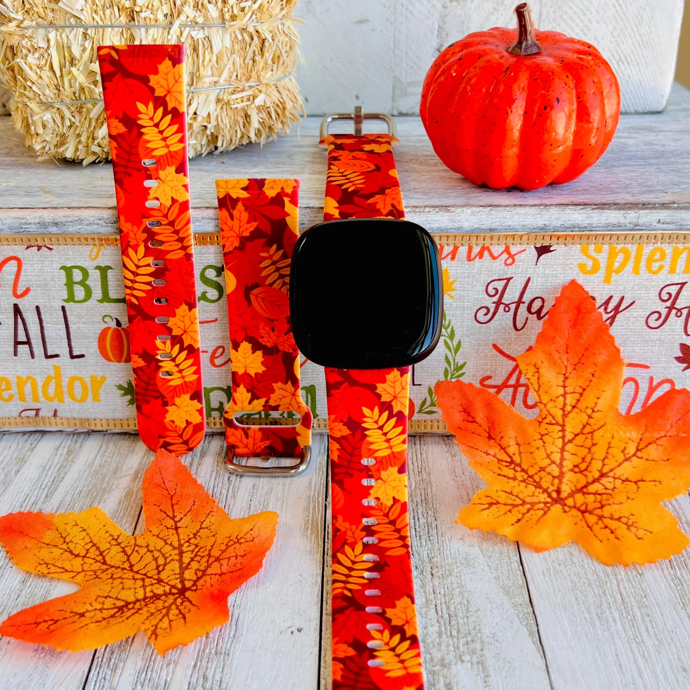Autumn Leaf Print Silicone Band For Fitbit Versa 3/4/Sense