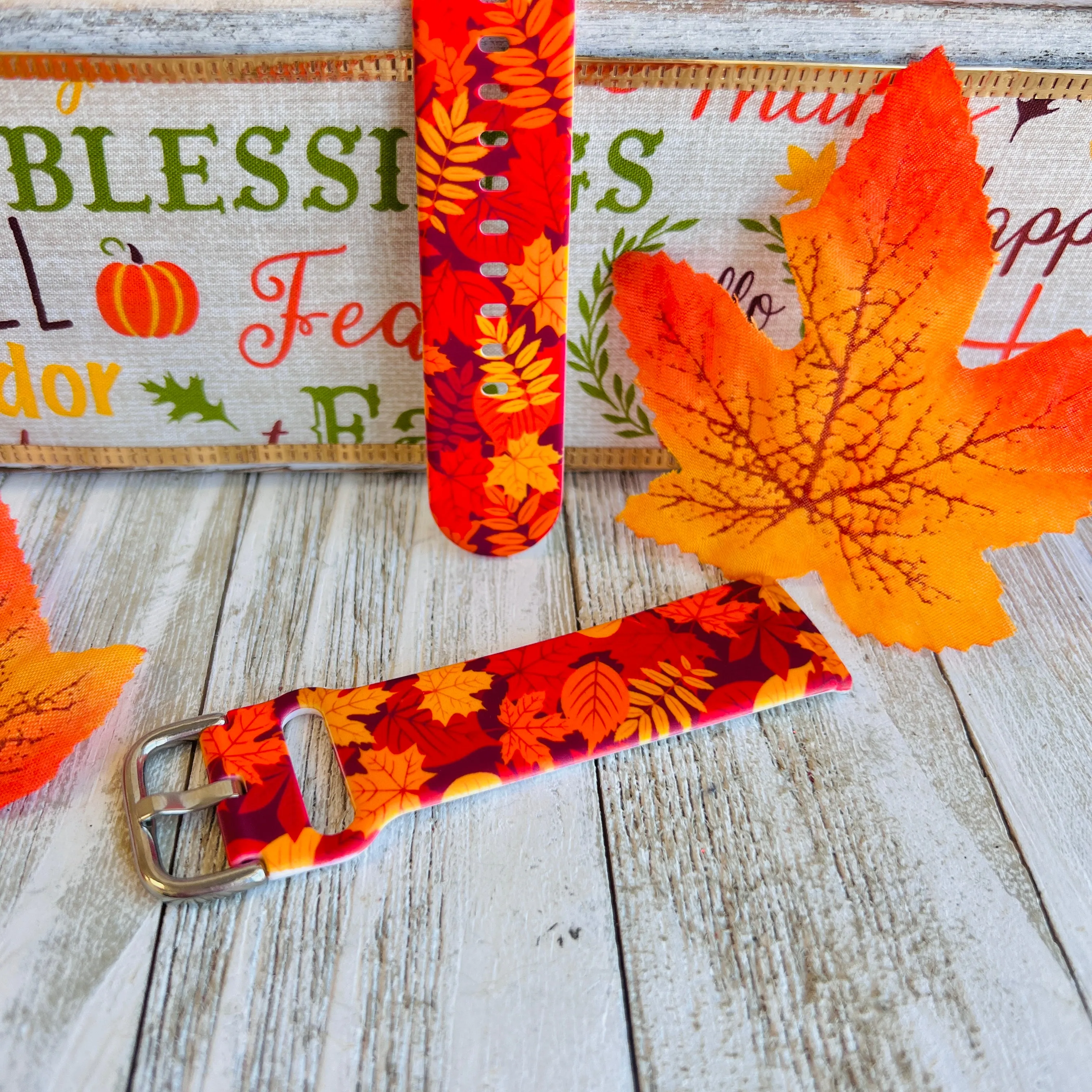 Autumn Leaf Print Silicone Band For Fitbit Versa 3/4/Sense