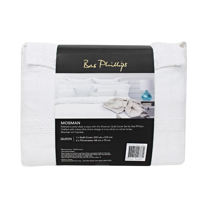 Bas Phillips Mosman Textured Cotton White Quilt Cover Set