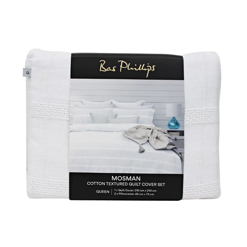 Bas Phillips Mosman Textured Cotton White Quilt Cover Set