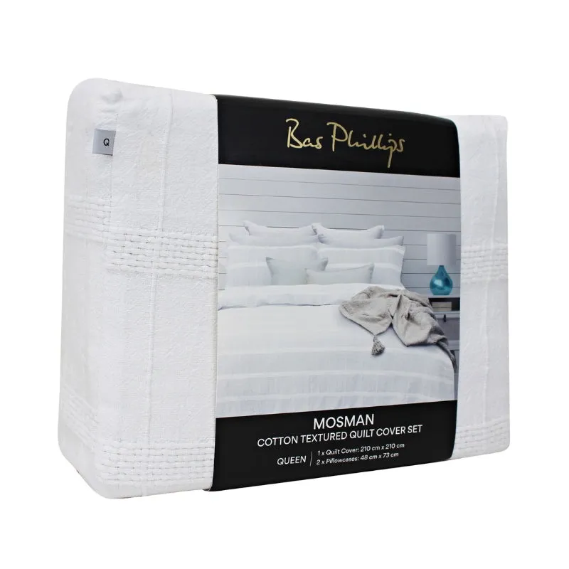 Bas Phillips Mosman Textured Cotton White Quilt Cover Set