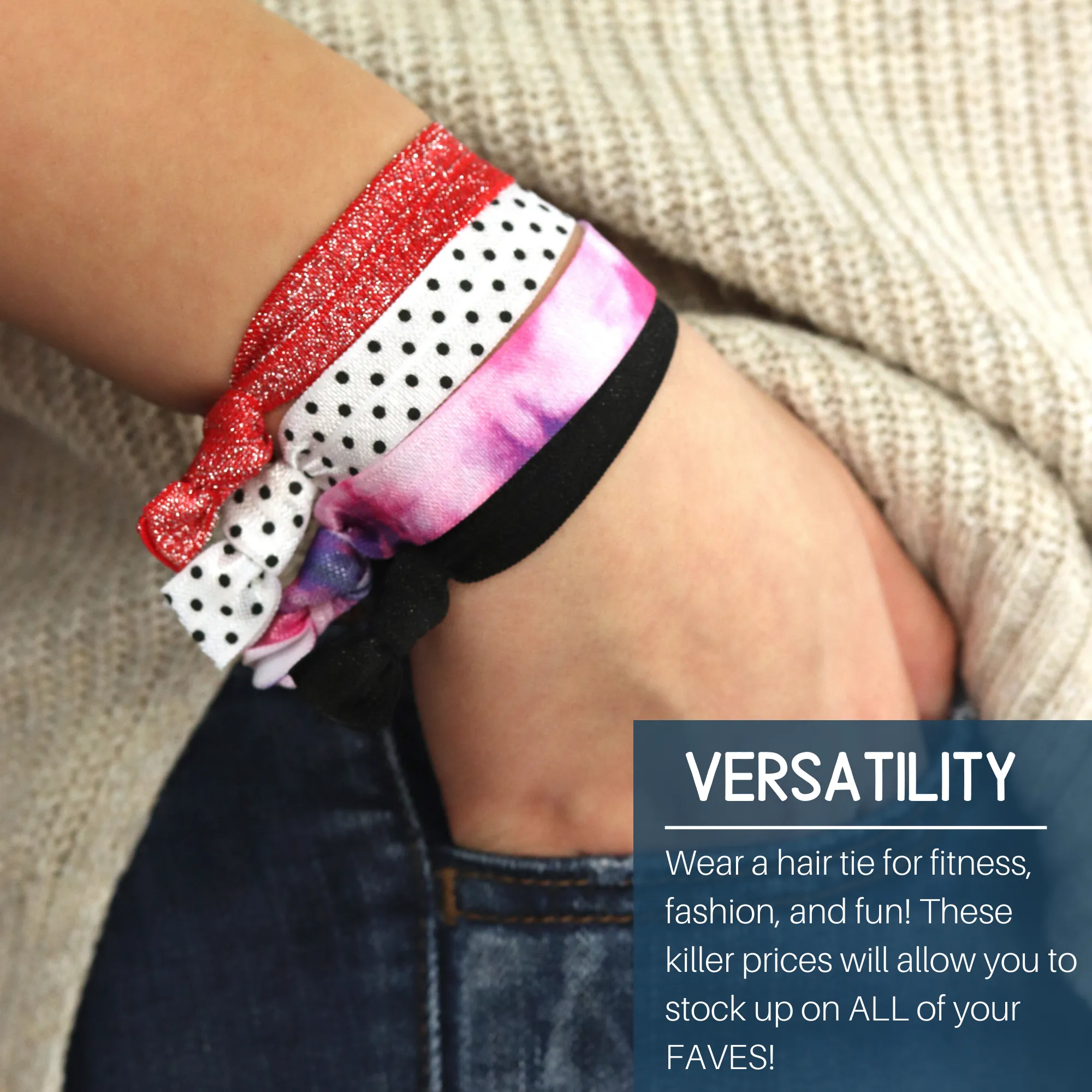 Black Ribbon Hair Ties - 50 Pack