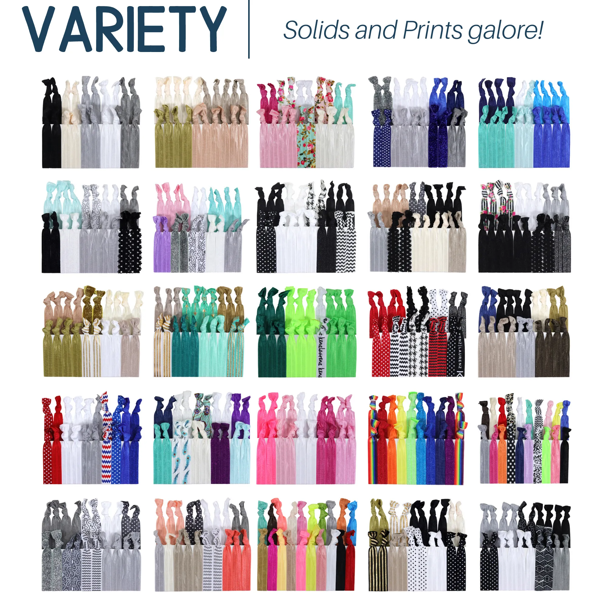 Black Ribbon Hair Ties - 50 Pack