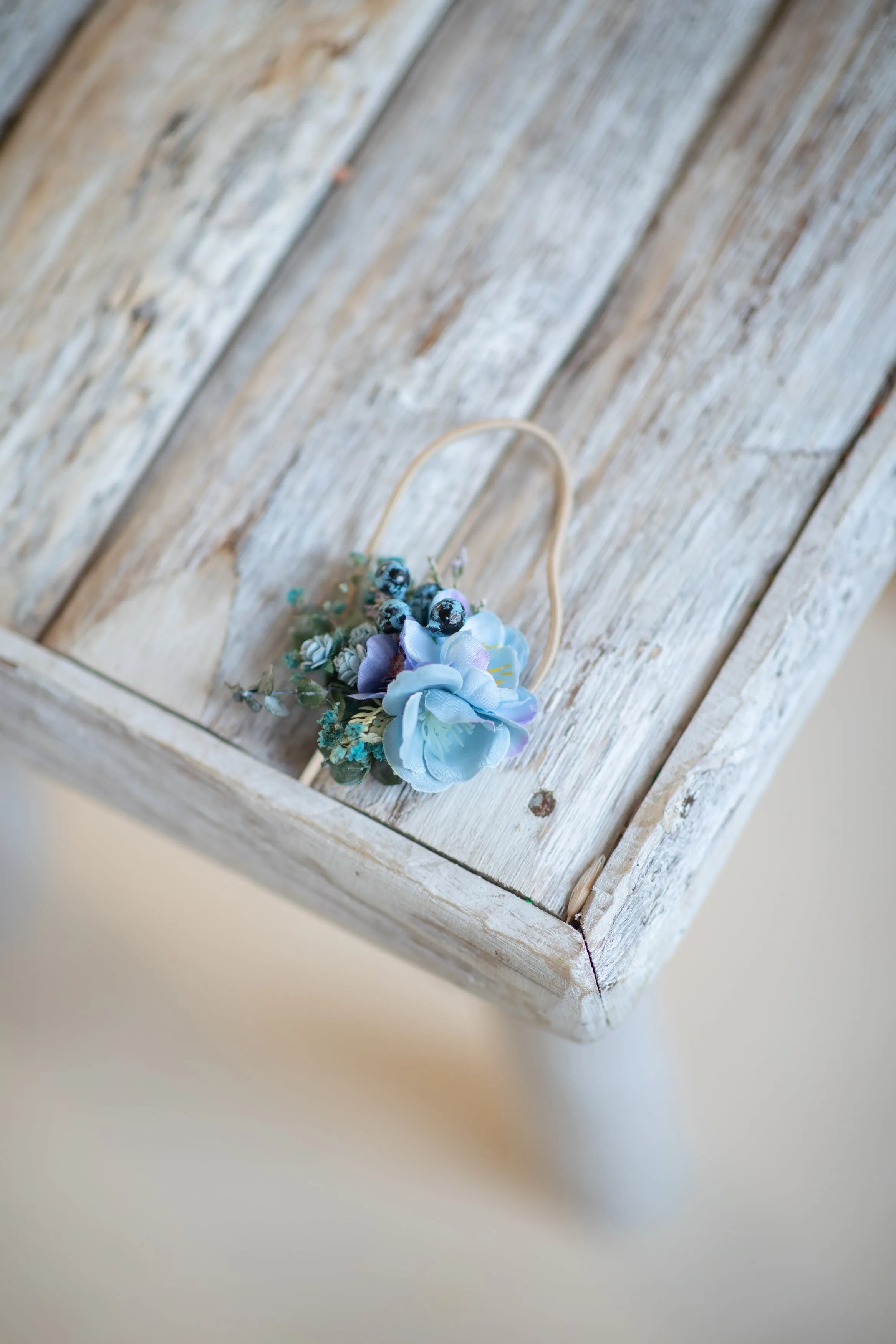 Blue flower hair tie