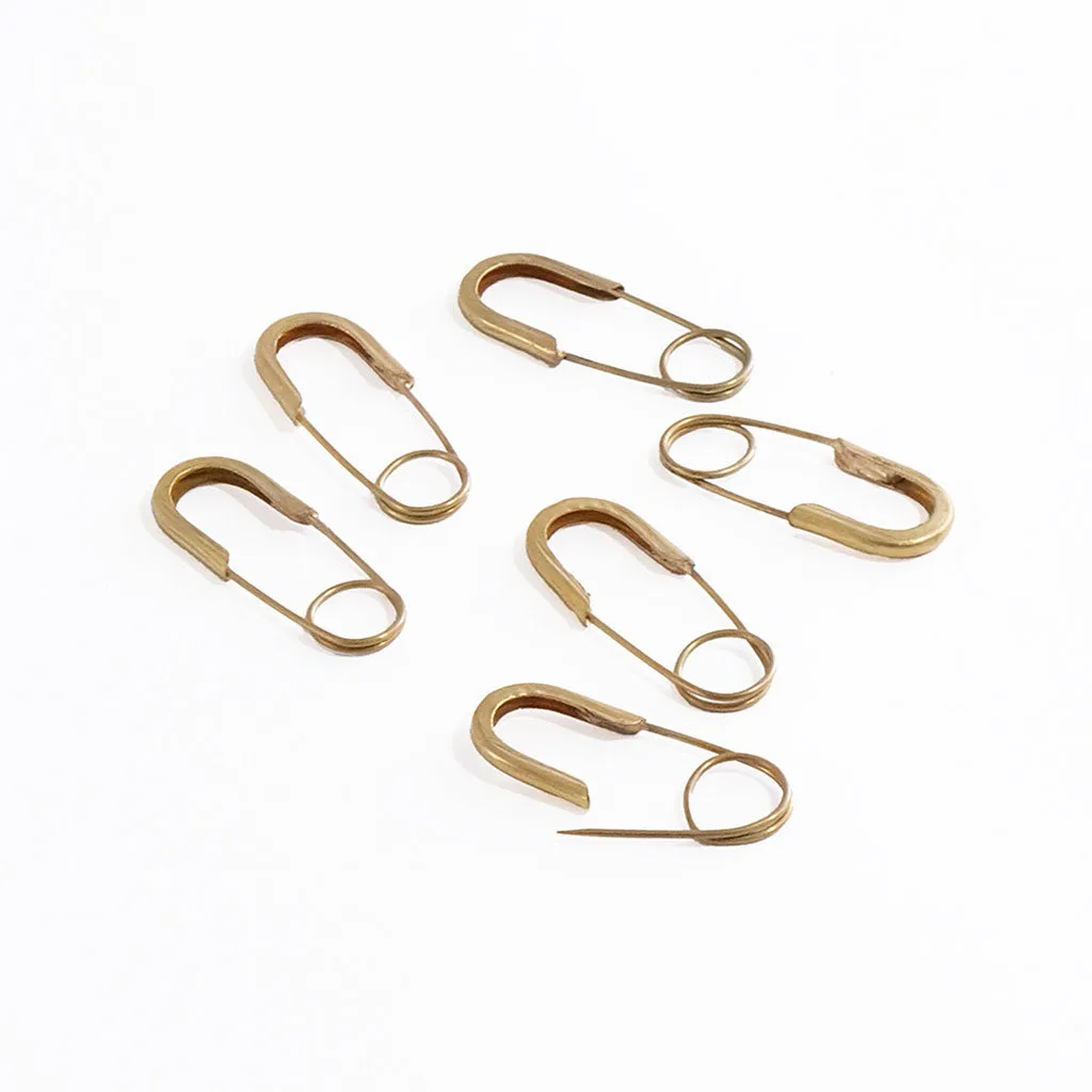 Brass Safety Pins, Set of 6