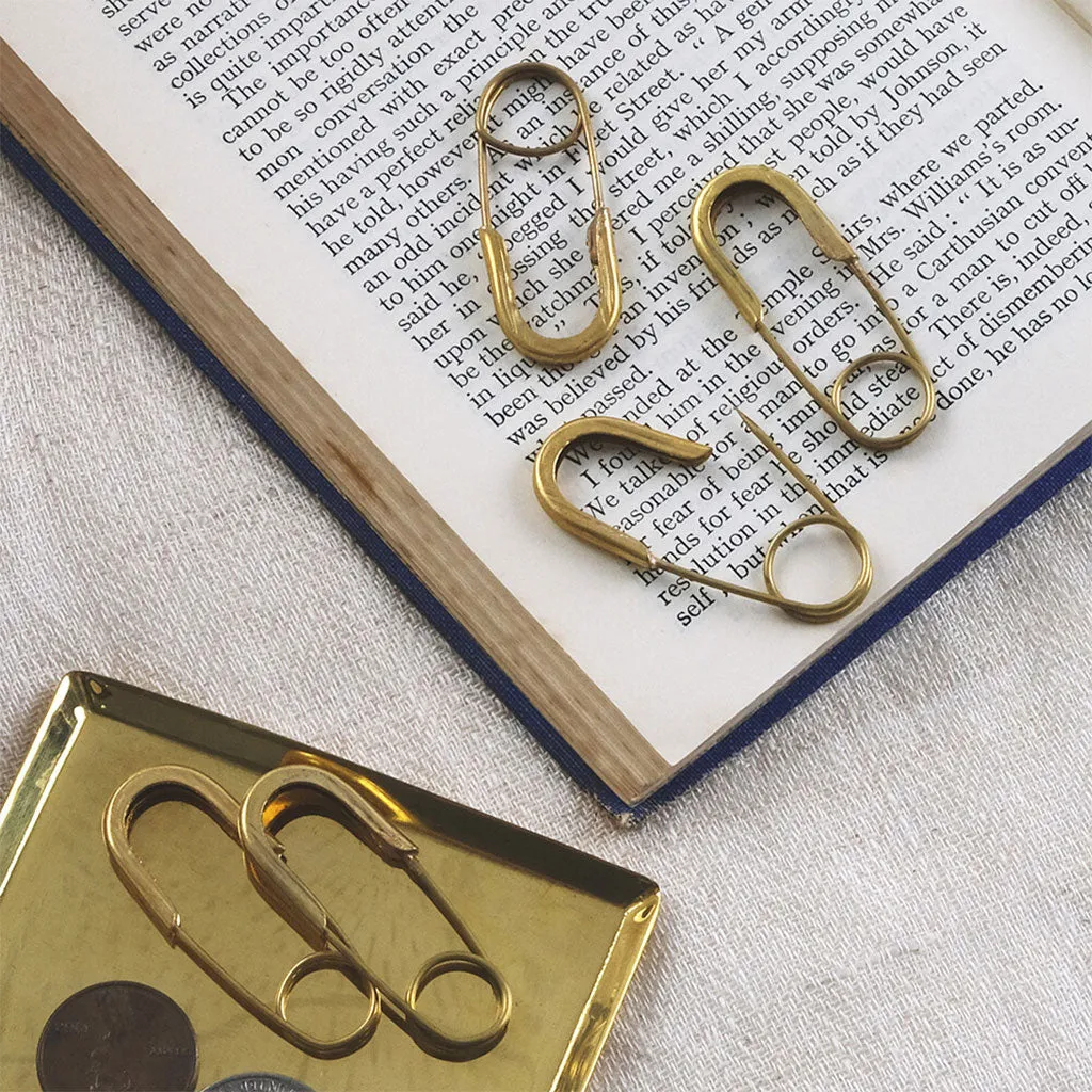 Brass Safety Pins, Set of 6
