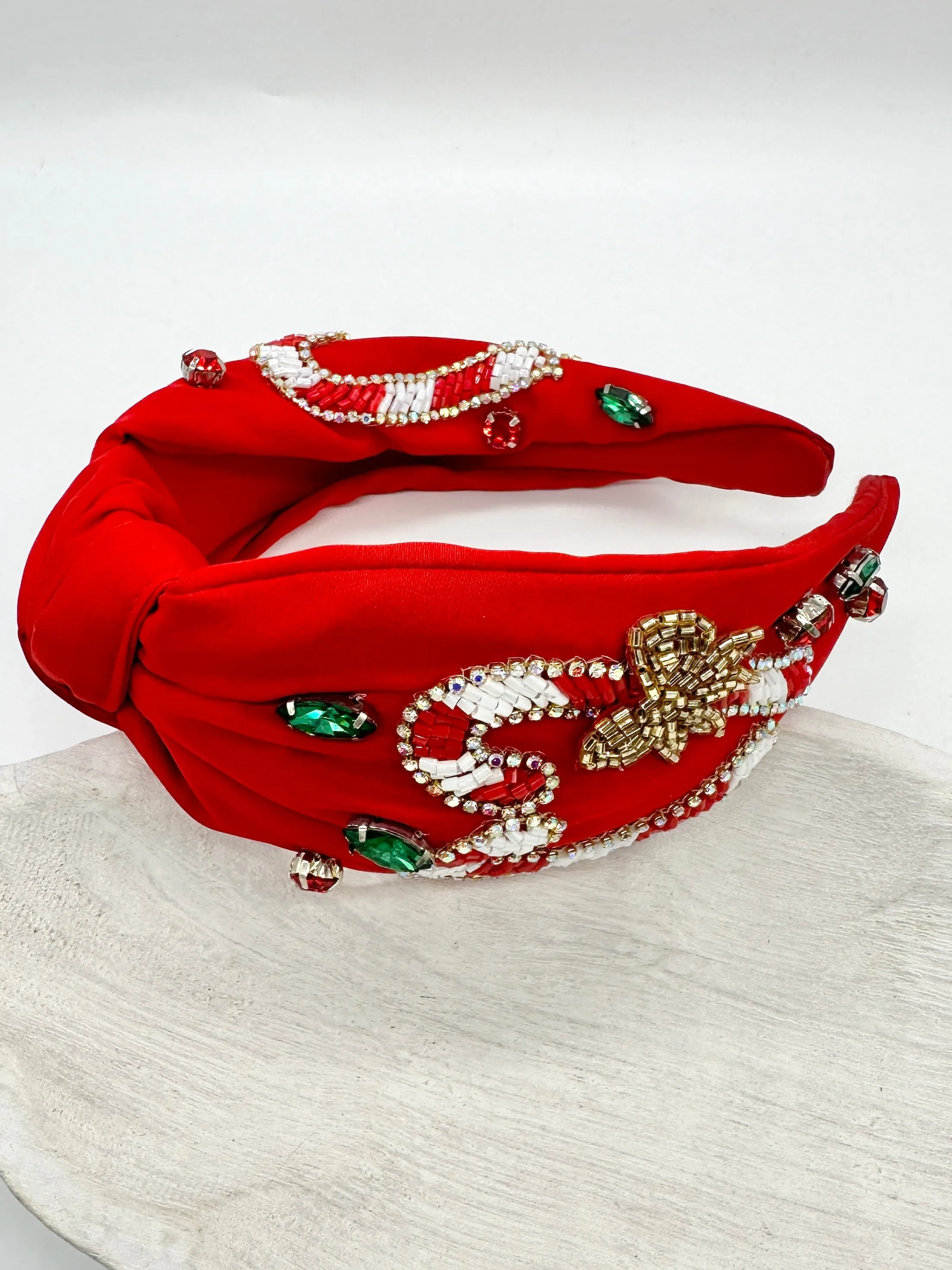 Candy Cane Beaded Headband