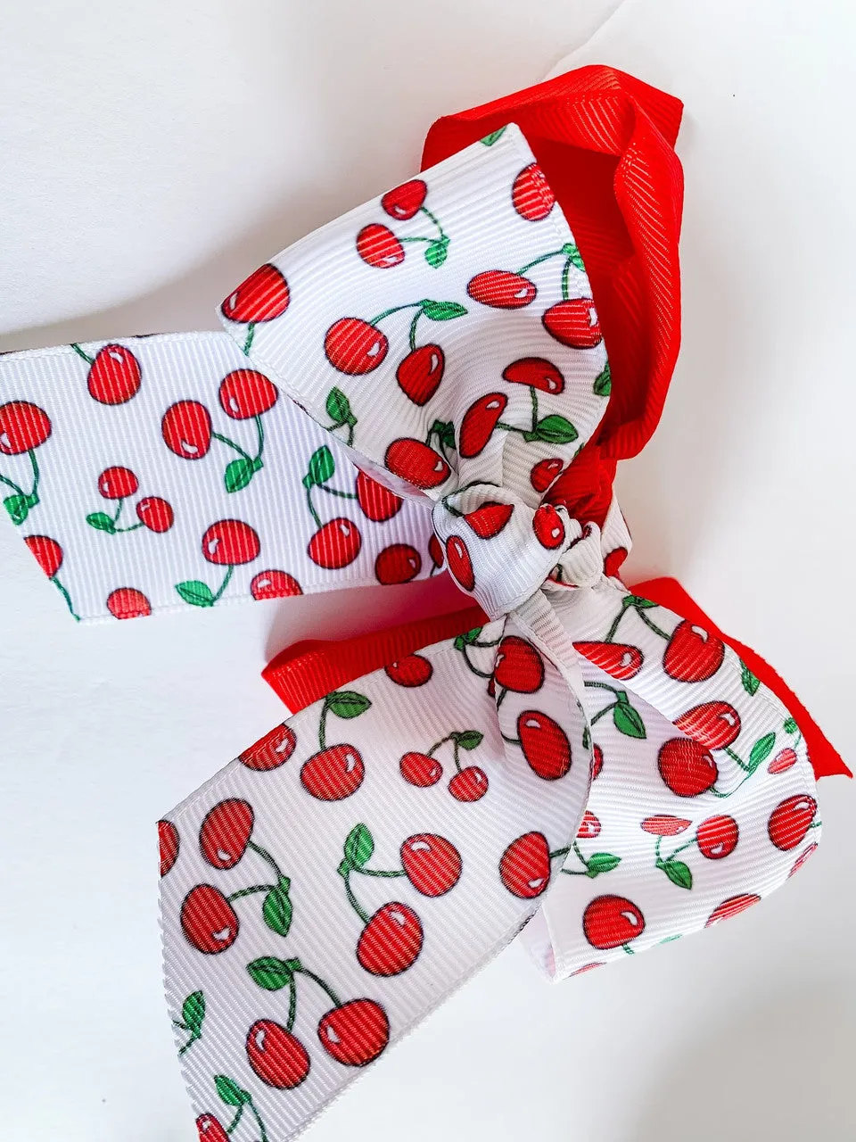 Cherries Ribbon on 7/8" White grosgrain, 10 Yard