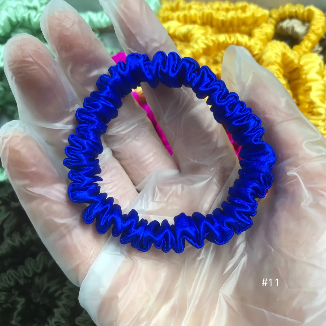 Diamond Blue silk scrunchies mini