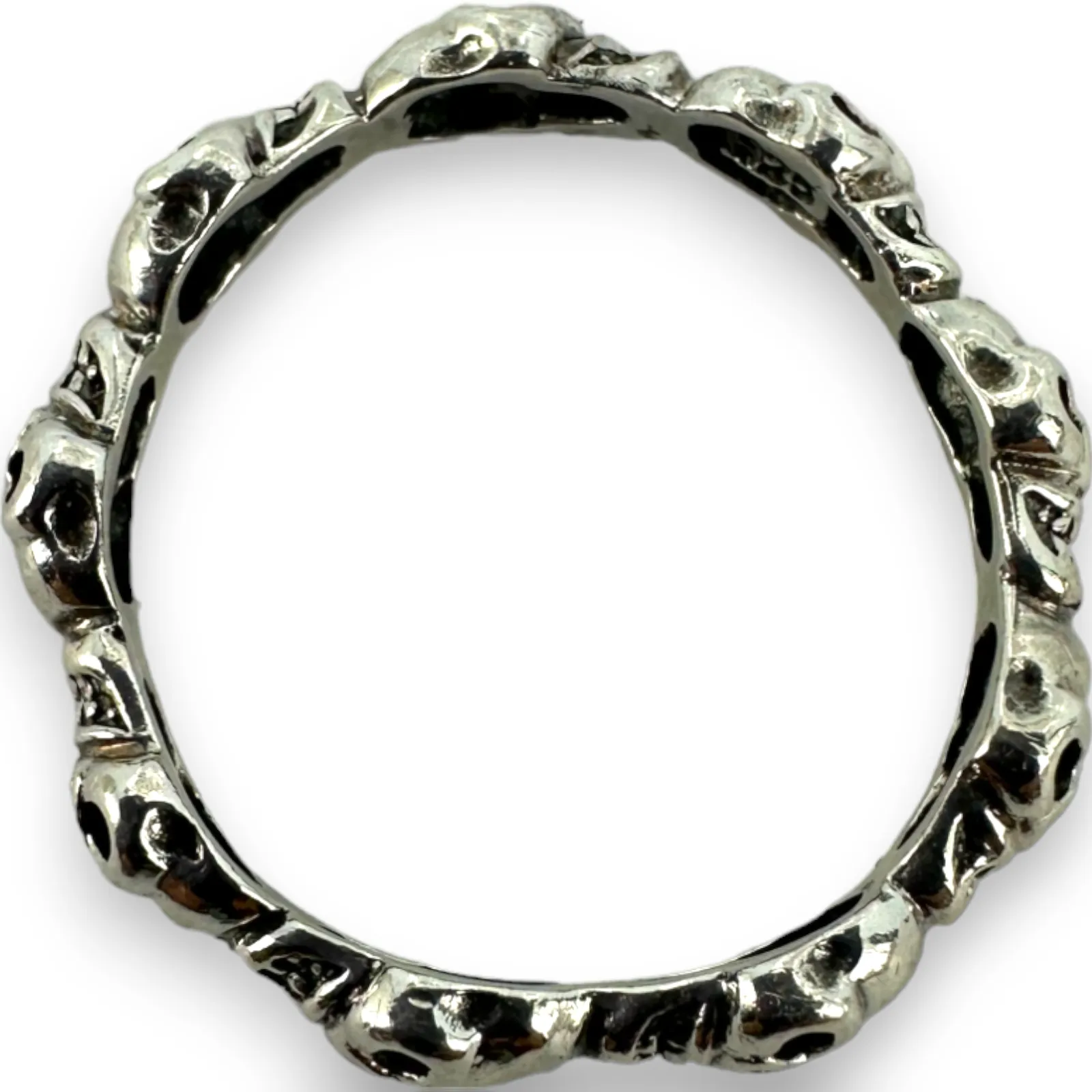Eternity Skull Wrap Around Band Ring 925 Sterling Silver Ring Size 7.5