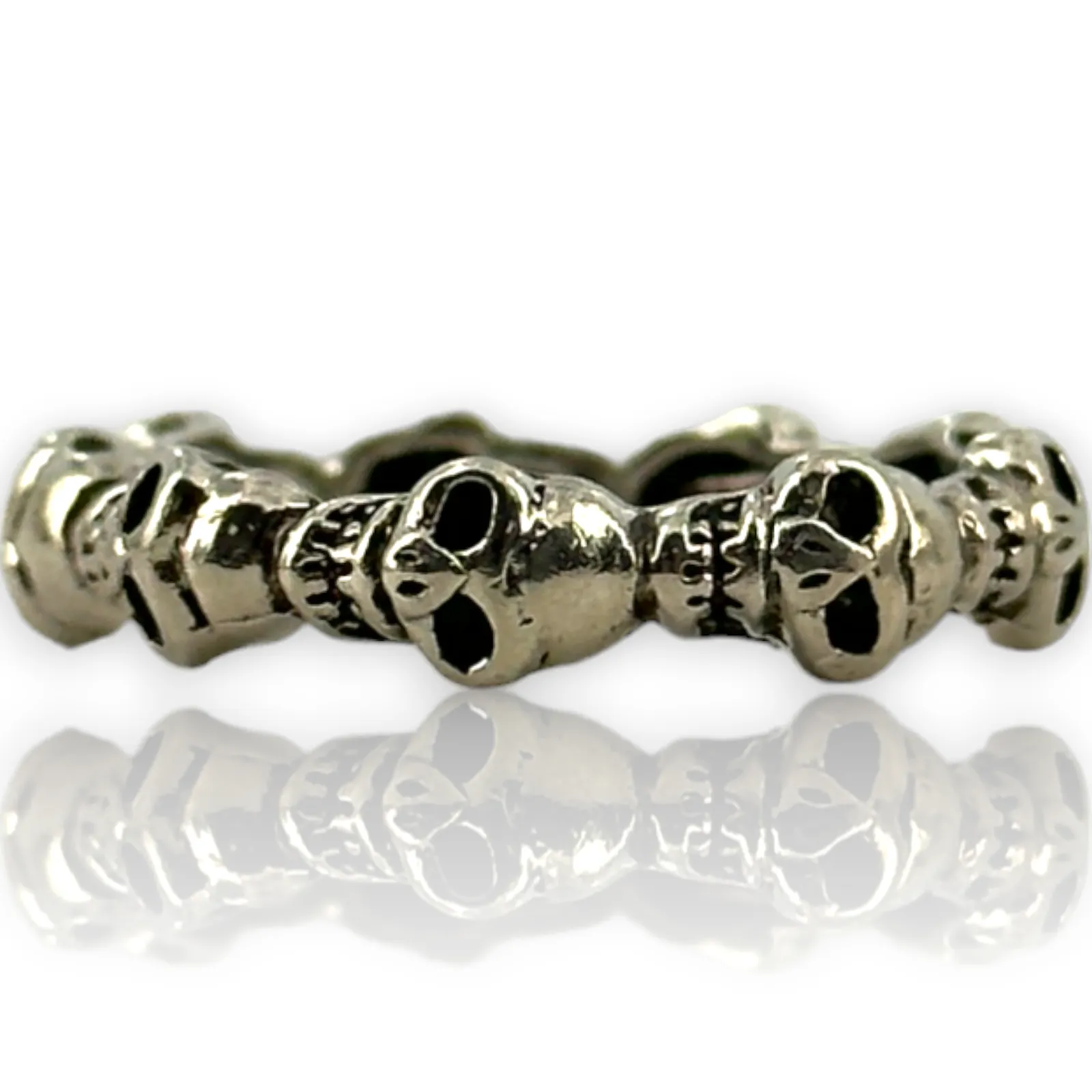 Eternity Skull Wrap Around Band Ring 925 Sterling Silver Ring Size 7.5