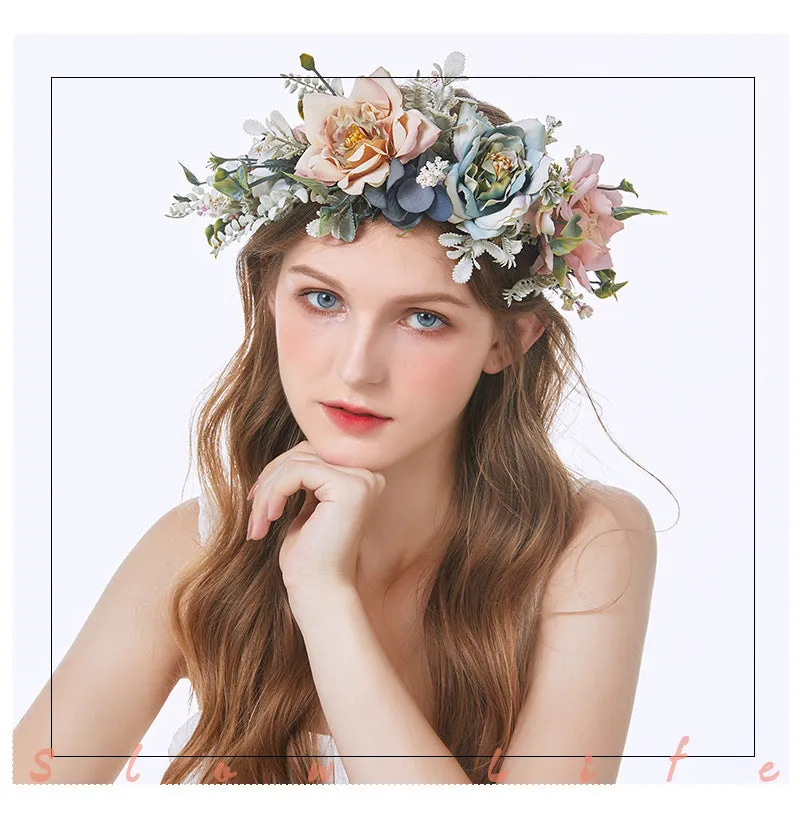 Fairycore Flower Hair Crown Bridal Hair Band