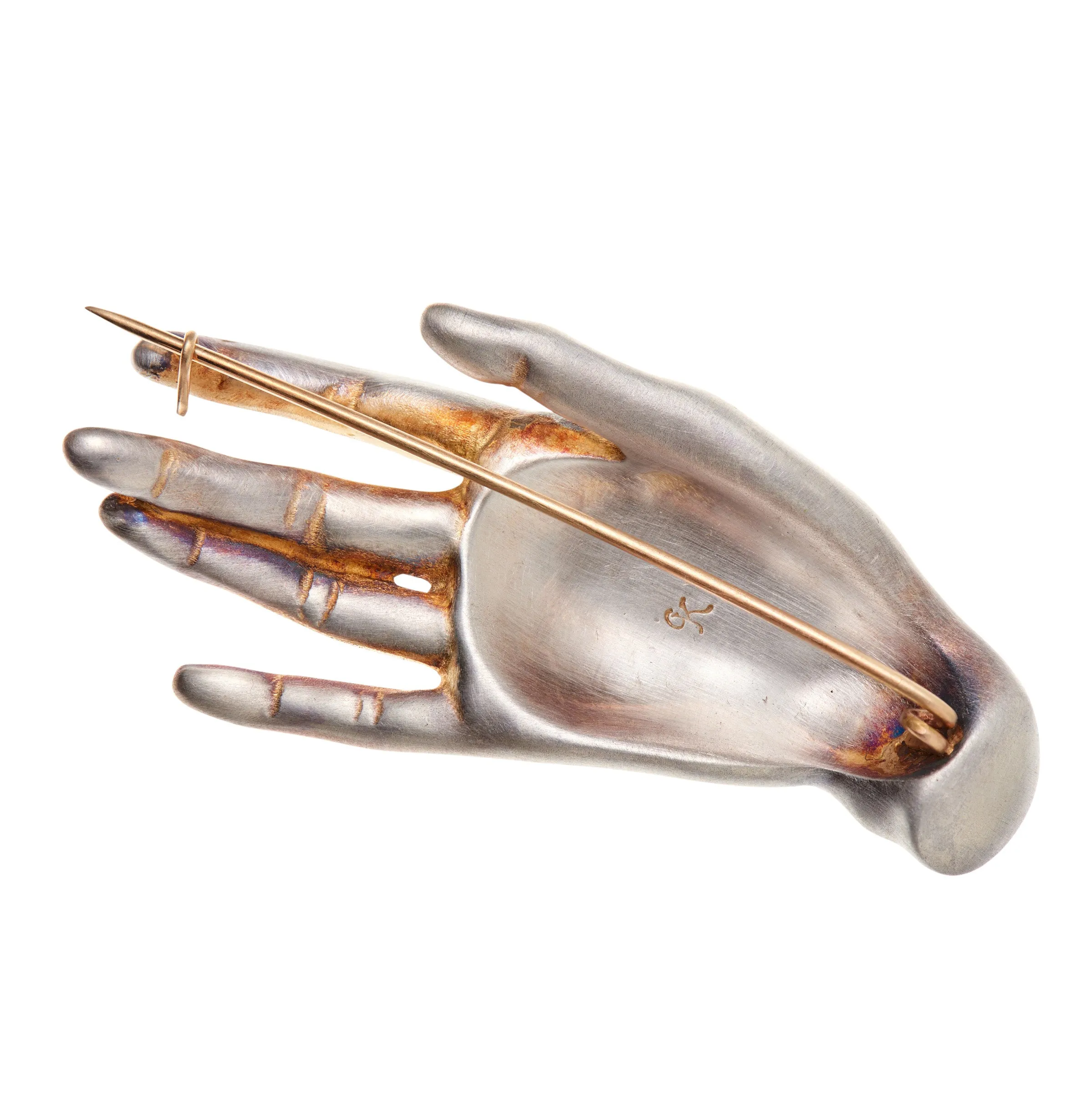 Gabriella Kiss Sterling Silver Bronzino Hand Pin