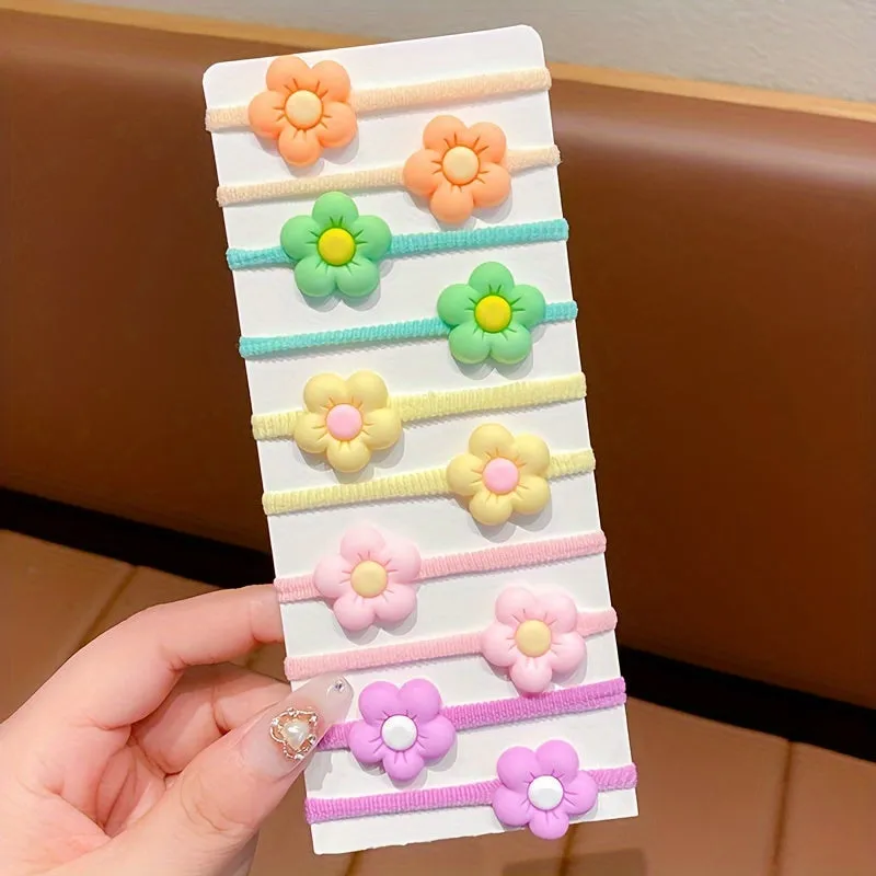Girls Cartoon Hair Bands  Rainbow Bow Flower Fruit Design