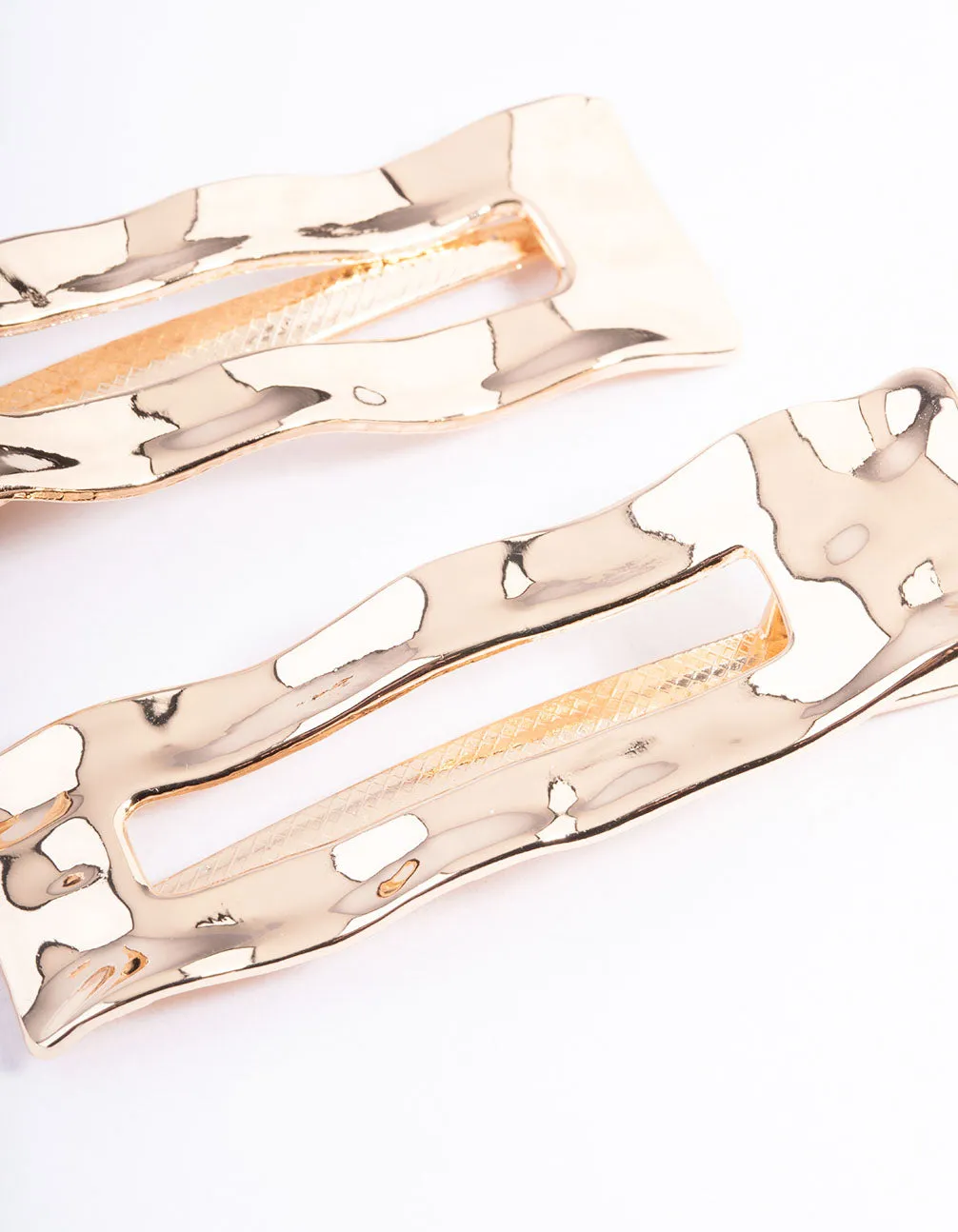 Gold Hammered Rectangle Clip Pack