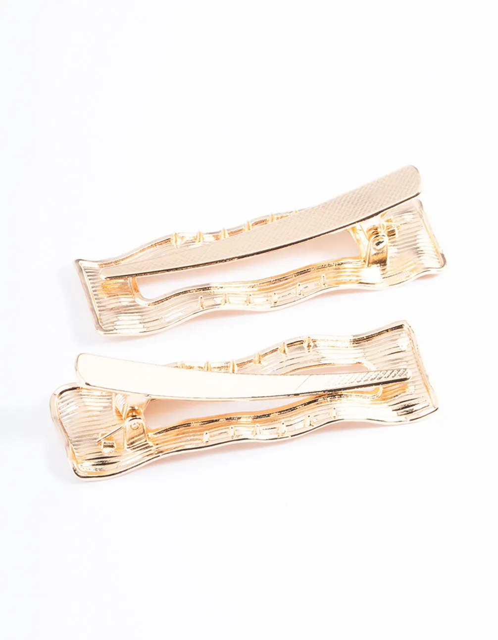 Gold Hammered Rectangle Clip Pack