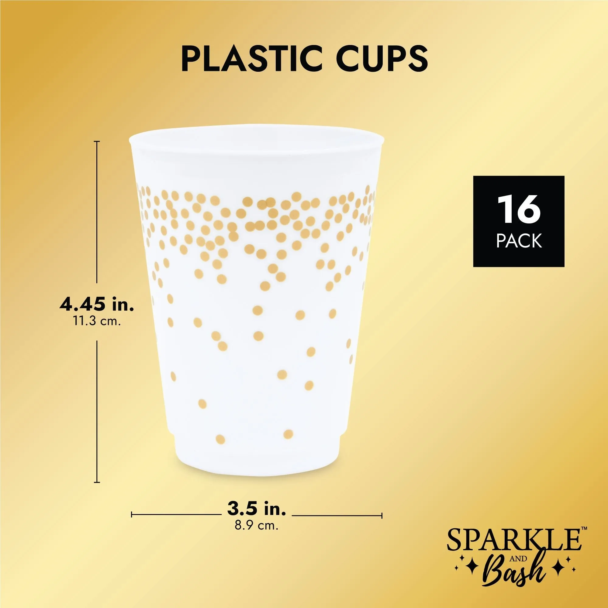 Gold Polka Dot Plastic Party Cups (16 oz, 16 Pack)