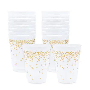 Gold Polka Dot Plastic Party Cups (16 oz, 16 Pack)