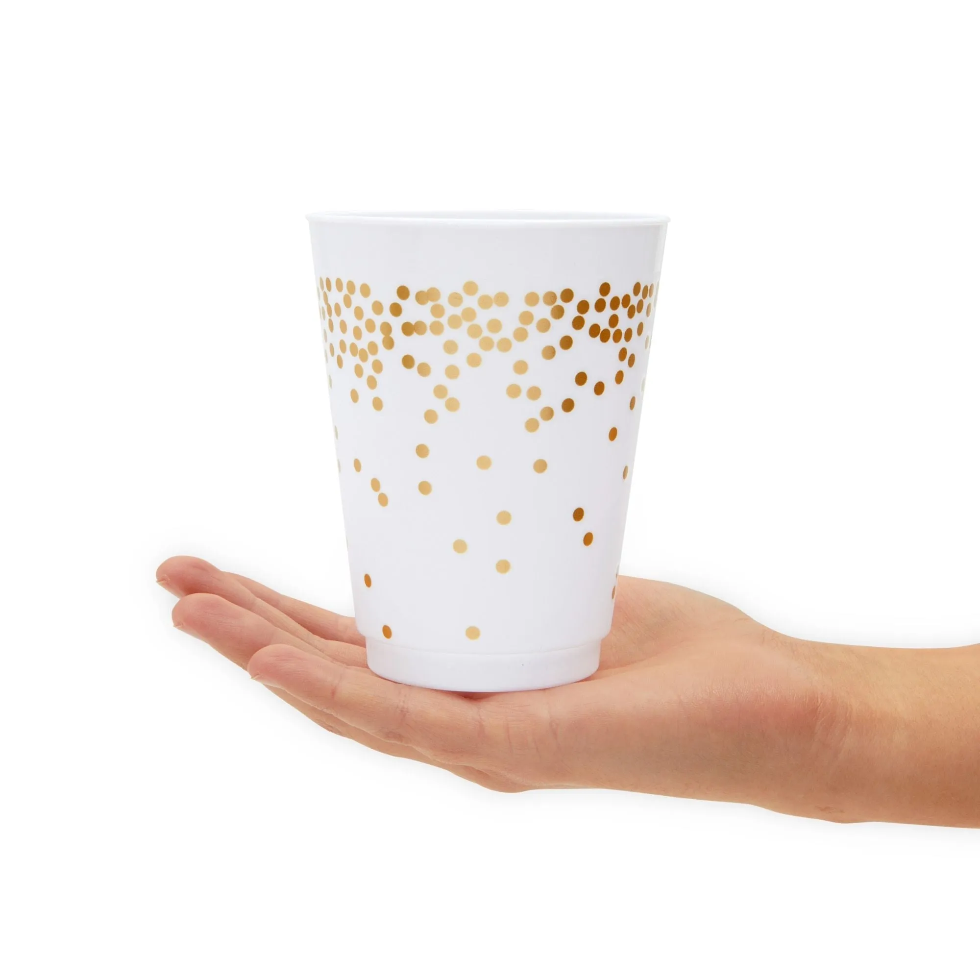 Gold Polka Dot Plastic Party Cups (16 oz, 16 Pack)