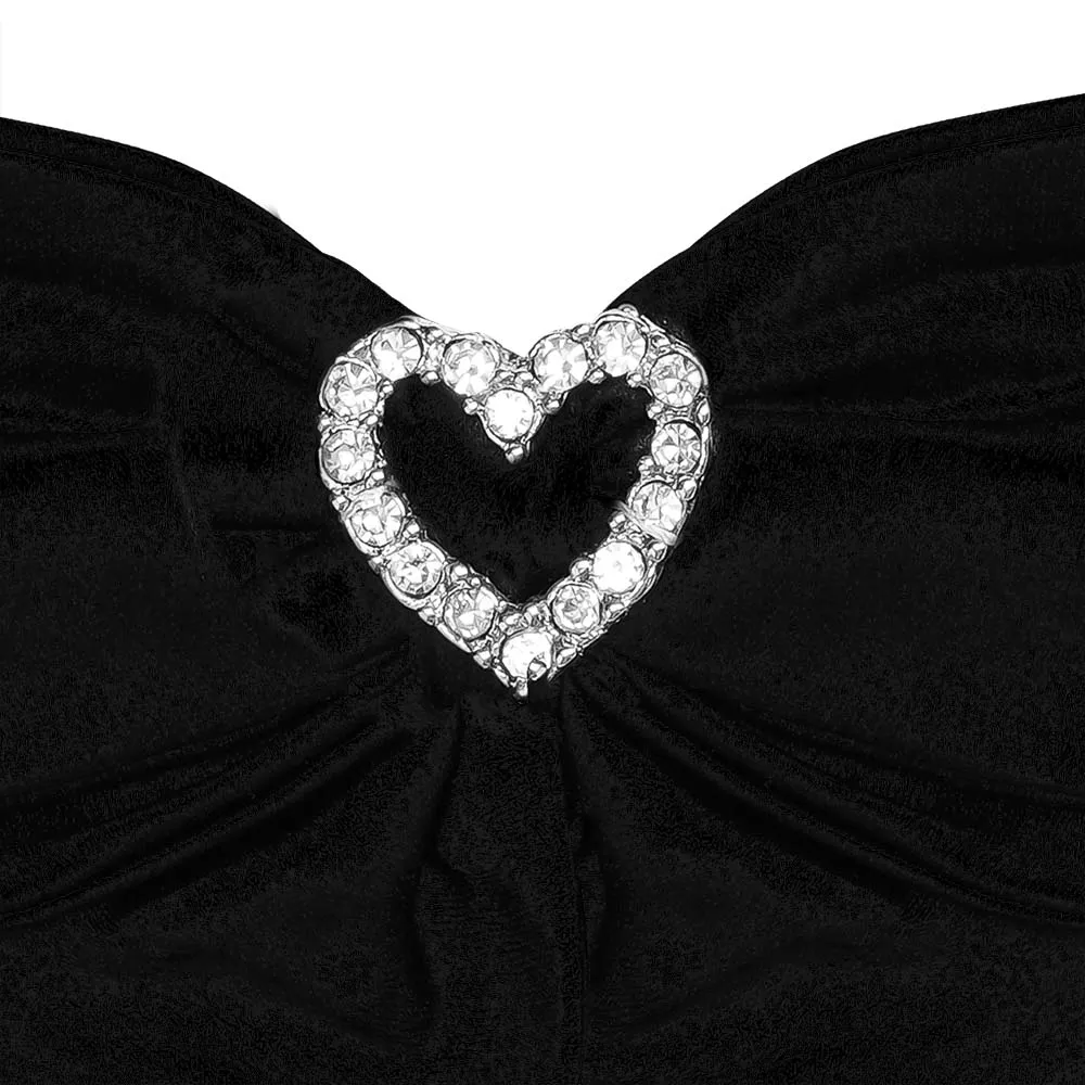 Hair Drama Co Black Bow With Hear Charm Pin