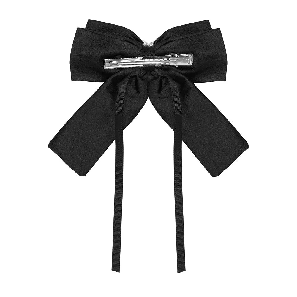 Hair Drama Co Black Bow With Hear Charm Pin