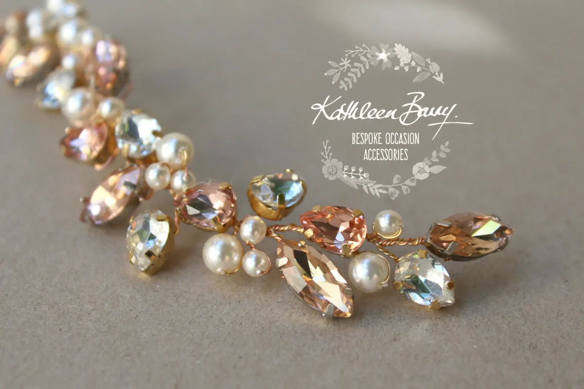 Jessica Rhinestone & Pearl Bridal Hair Pin - Assorted colors available