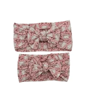 Light Pink Santa Christmas Mummy and Me Matching Cable Knit Headbands - Christmas collection 2021