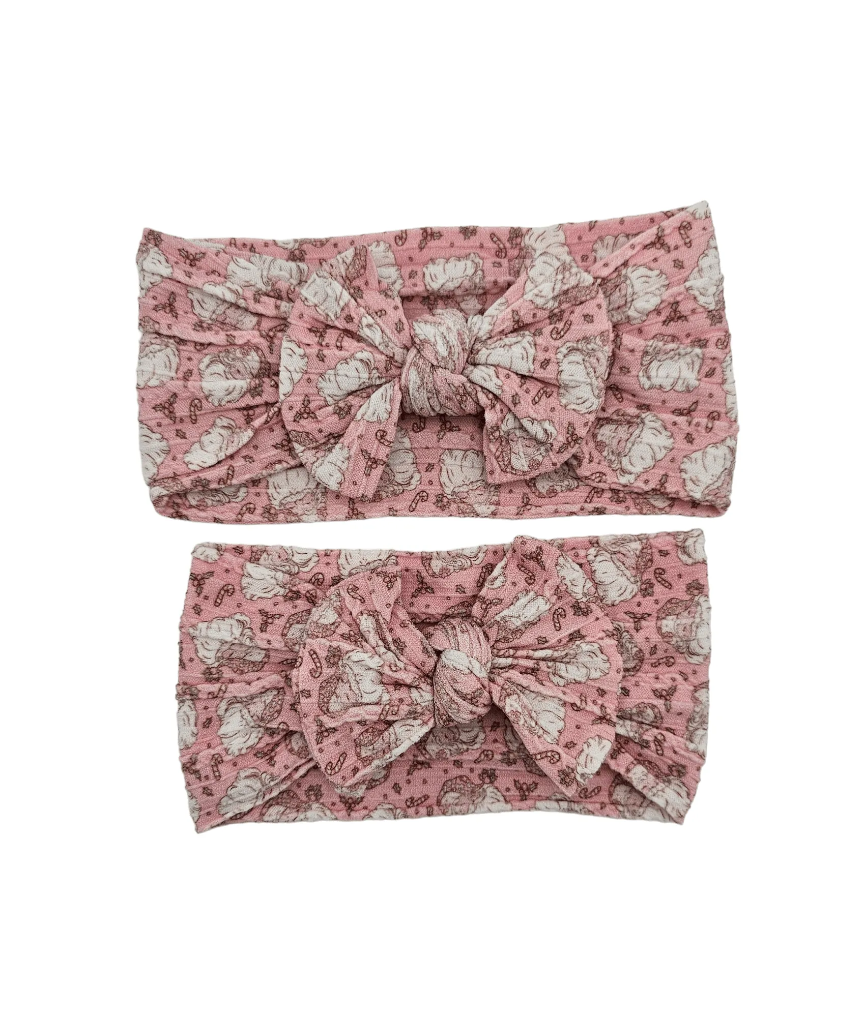 Light Pink Santa Christmas Mummy and Me Matching Cable Knit Headbands - Christmas collection 2021